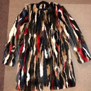 Multi-colour faux fur coat